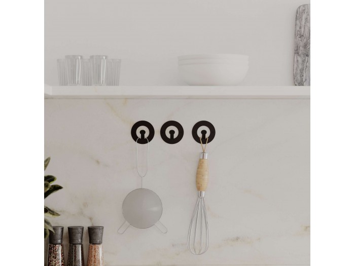 Кръгла закачалка KALY комплект- 3 броя (черно)